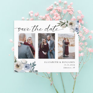 Budget Dusty Blue Photo Wedding Save the Date