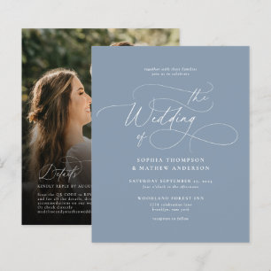 BUDGET Dusty Blue QR Code Rsvp Photo Wedding