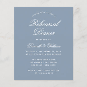 Budget Dusty Blue Rehearsal Dinner Invitation
