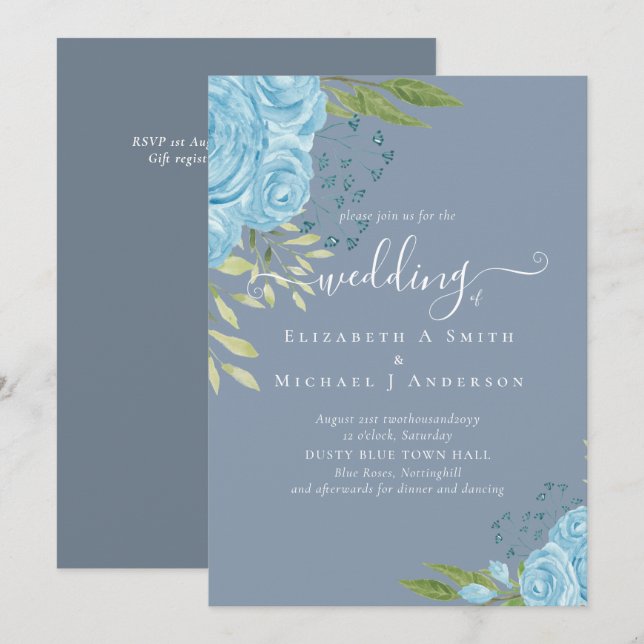 BUDGET  Dusty Blue Roses Wedding Budget (Front/Back)
