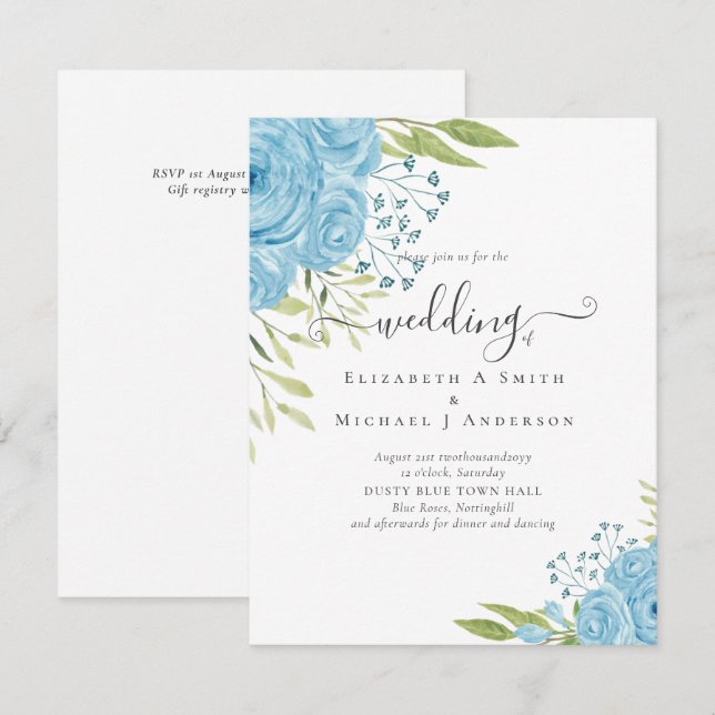 BUDGET  Dusty Blue Roses Wedding Budget (Front/Back)