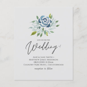 Budget Dusty Blue Sage Green Floral Wedding Invite