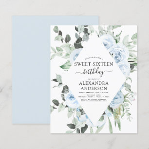Budget Dusty Blue Sweet Sixteen Birthday Party