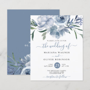 Budget Dusty Blue Watercolor Floral Wedding