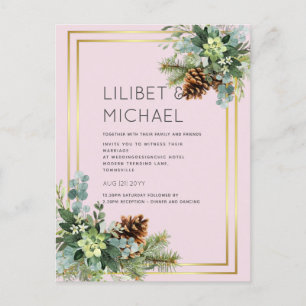 BUDGET Dusty Blue Wedding Eucalyptus Greenery Postcard