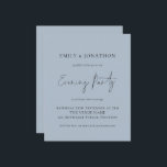 Budget Dusty Blue Wedding Evening Party Invite<br><div class="desc">A value for money BUDGET alternative on a smaller size 4.5 x 5.6” semi-gloss 110lbs weight, which is of similar thickness to a postcard (however is not suitable to use as a postcard.). PLEASE NOTE there is ONE invite per sheet Budget Simple Dusty Blue Script Wedding Evening Party Invite. Set...</div>