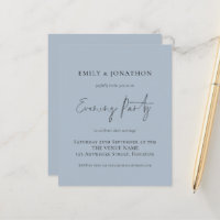 Budget Dusty Blue Wedding Evening Party Invite