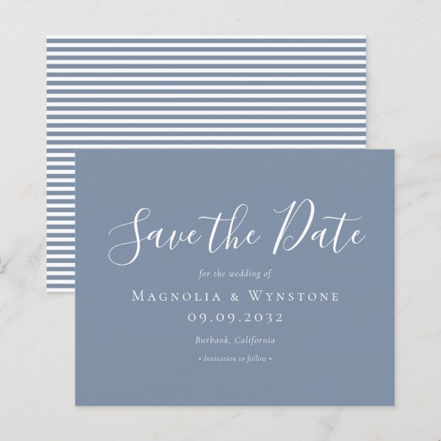 BUDGET Dusty Blue Wedding Save The Date (Front/Back)
