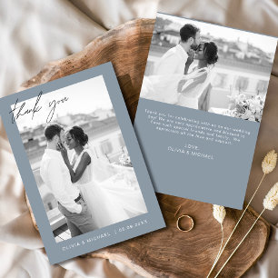 Budget Dusty Blue Wedding Thank You Cards
