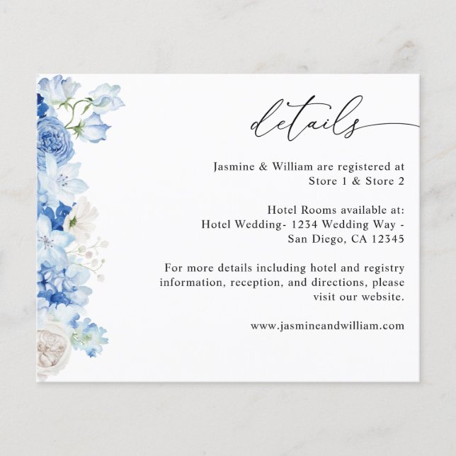 Budget Dusty Blue & White Floral Details Flyer (Front)