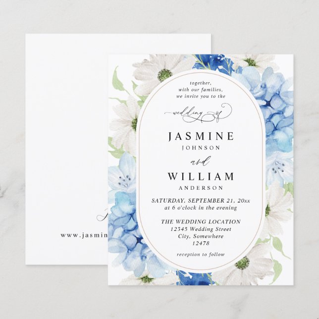 Budget Dusty Blue & White Floral Wedding  (Front/Back)