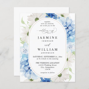 Budget Dusty Blue & White Floral Wedding