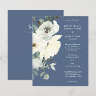 Budget Dusty Blue & White on Blue Floral Wedding