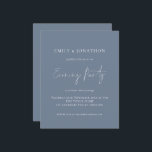 Budget Dusty Blue White Wedding Evening Party<br><div class="desc">A value for money BUDGET alternative on a smaller size 4.5 x 5.6” semi-gloss 110lbs weight, which is of similar thickness to a postcard (however is not suitable to use as a postcard.). PLEASE NOTE there is ONE invite per sheet Budget Simple Dusty Blue and White Script Wedding Evening Party...</div>