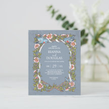 Budget Dusty Blue Wildflower Bird Pastel Wedding