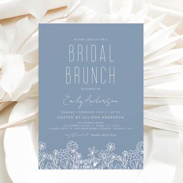 Budget Dusty Blue Wildflower Bridal Brunch Shower Flyer (Creator Uploaded)