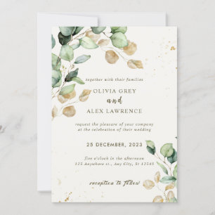 Budget Dusty Elegant Greenery Wedding Invitation