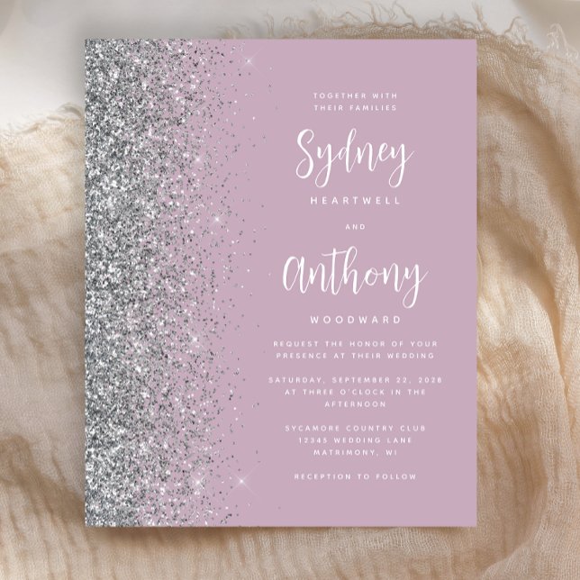 Budget Dusty Lilac Silver Calligraphy Wedding (Creator Uploaded)