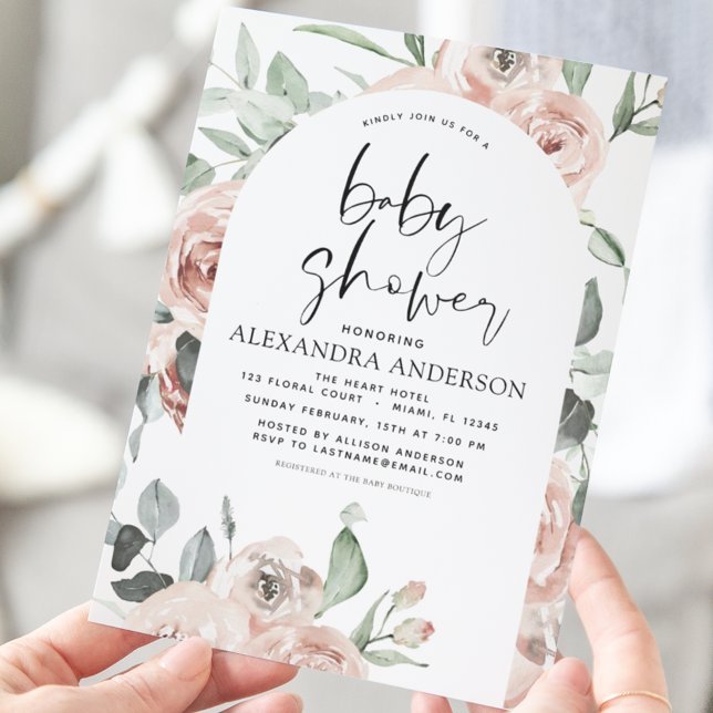 Budget Dusty Pink Baby Shower Floral Invitation Flyer (Creator Uploaded)