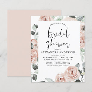 Budget Dusty Pink Bridal Shower Floral Invitation