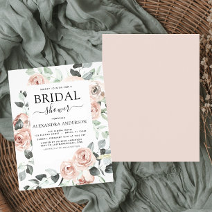 Budget Dusty Pink Bridal Shower Floral Invitation Flyer