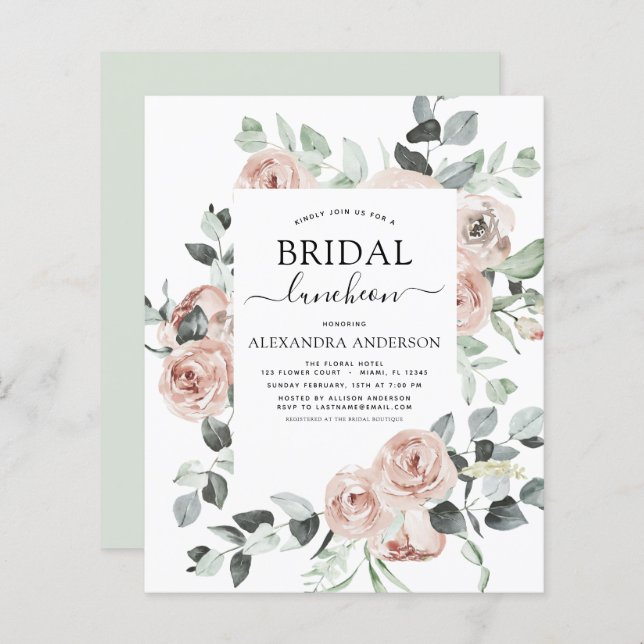 Budget Dusty Pink Bridal Shower Luncheon (Front/Back)