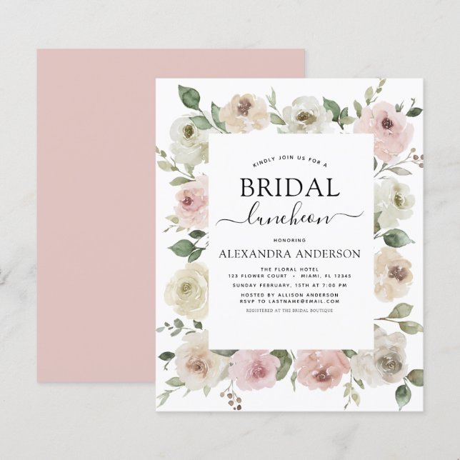 Budget Dusty Pink Bridal Shower Luncheon Floral (Front/Back)