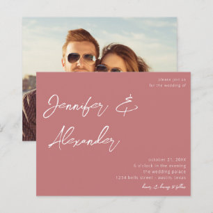 Budget Dusty Pink Calligraphy Photo Wedding V2