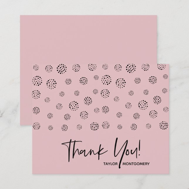Budget Dusty Pink Dotted Thank You Cards (Front/Back)