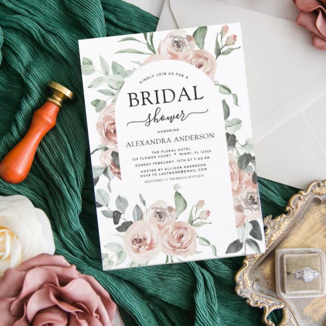 Budget Dusty Pink Floral Bridal Shower Invitation (Creator Uploaded)