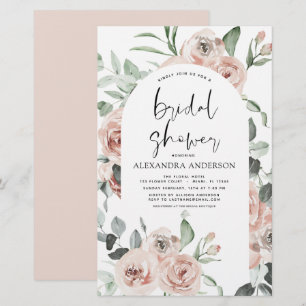 Budget Dusty Pink Floral Bridal Shower Invitation
