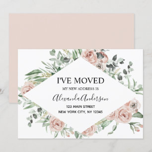 Budget Dusty Pink Floral Moving Announcement