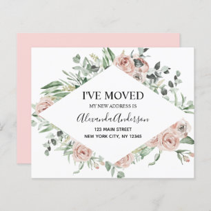 Budget Dusty Pink Floral Moving Announcement