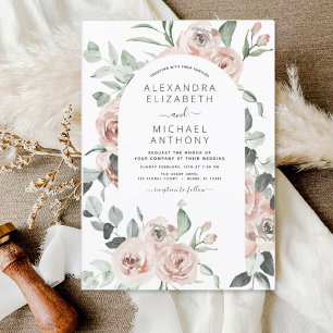 Budget Dusty Pink Floral Wedding Invitation