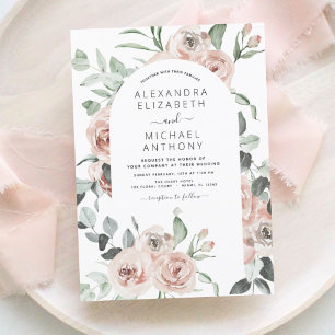 Budget Dusty Pink Floral Wedding Invitation
