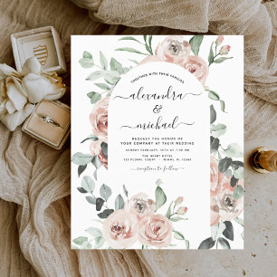Budget Dusty Pink Floral Wedding Invitation