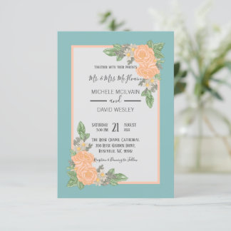 Budget Dusty Pink Floral Wedding Invitation