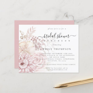 Budget Dusty Pink Florals Bridal Shower Invitation