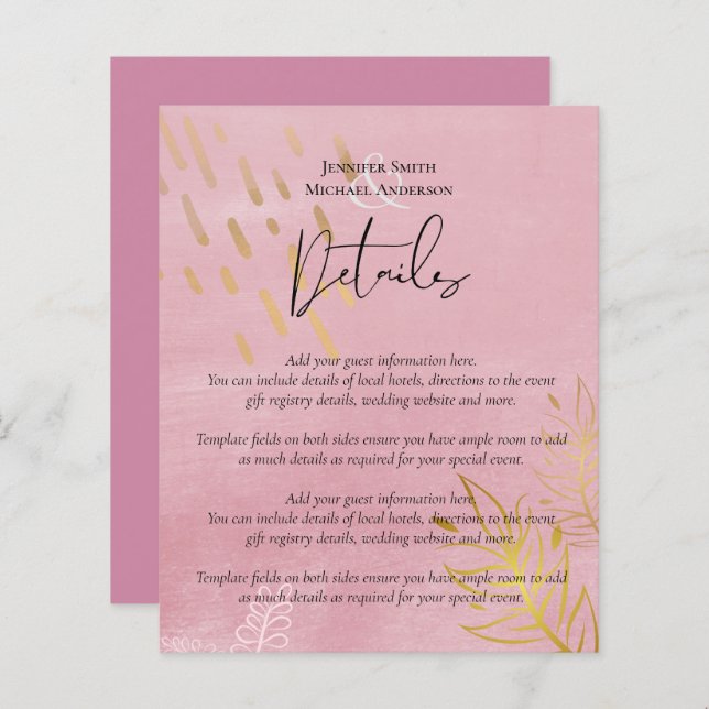 BUDGET Dusty Pink Gold Wedding (Front/Back)
