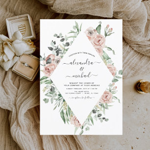 Budget Dusty Pink Greenery Wedding Invitation
