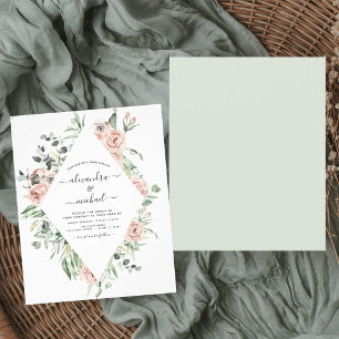 Budget Dusty Pink Greenery Wedding Invitation Flyer