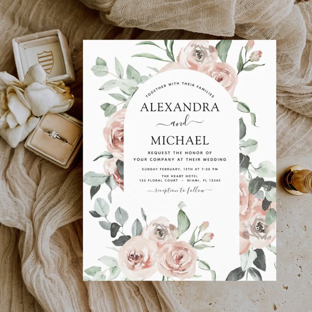 Budget Dusty Pink Greenery Wedding Invitations (Creator Uploaded)