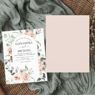 Budget Dusty Pink Greenery Wedding Invitations Flyer