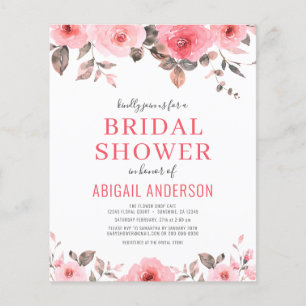 Budget Dusty Pink Rose Bridal Shower Invitation  Flyer