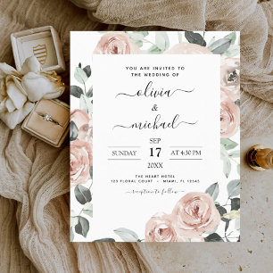 Budget Dusty Pink Sage Floral Wedding Flyer
