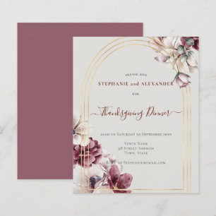 Budget Dusty Plum Floral Thanksgiving Invite
