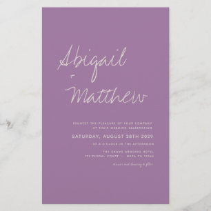 Budget Dusty Purple Minimalist Wedding Invitation  Flyer