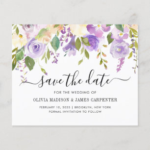 Budget Dusty Purple Violet Floral Save the Date