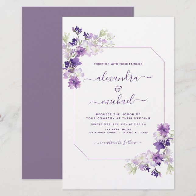 Budget Dusty Purple Wedding Floral Greenery (Front/Back)