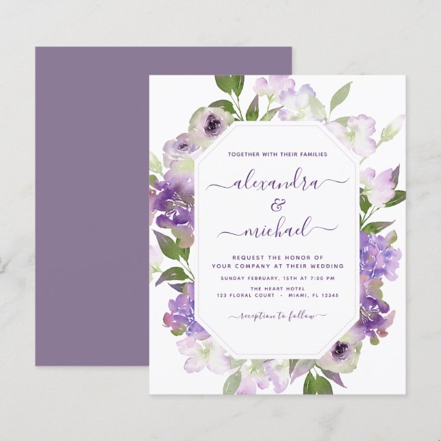 Budget Dusty Purple Wedding Floral Greenery (Front/Back)